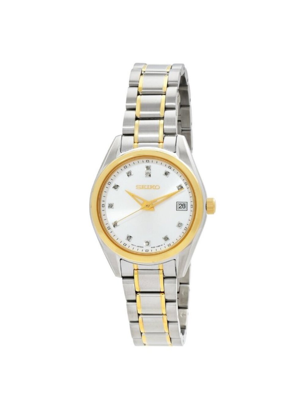 NWT Seiko Diamonds Quartz Silver Dial Two-Tone Ladies Watch